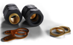 Wiska ShieldGLAND M20L Pack IP68 c/w Brass Locknut & Earth Tag, Clamping range 12-21mm (2 per pack)