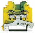 Wago 2-conductor ground Green/Yellow terminal block; 4 mm&sup2;