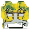 Wago 2-conductor ground Green/Yellow terminal block; 6 mm&sup2;