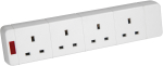 AVSL 13a 4gang Trailing socket | Neon | White