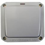 Hamilton - Elemento Grey IP66 1 gang 20AX 2 Way Retractive Switch + Neon Grey/Grey