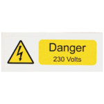 Ind Signs IS2110SA Danger 230V Label Pk10