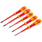 CK 5-piece Dextro VDE slim screwdriver set featuring slotted parallel and Pozidriv
