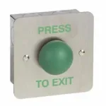 CQR Flush Request To Exit Green Dome Button - Legend "Press To Exit" - Stainless Steel