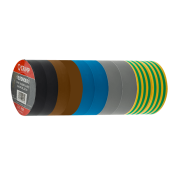 Unicrimp 10 Pack Mixed Phase Colours PVC Tape 19x20mm (2xB,BR,BL,GR,GY)