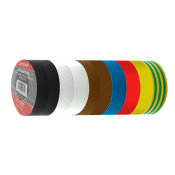 Unicrimp 10 Pack Mixed Colours PVC Tape 19x20mm (2x WH,BK,BR 1xR,BL,Y,GY)