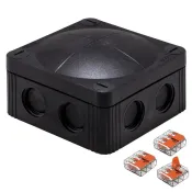Wiska BLACK COMBI 308 Junction box c/w 5 pole T/B + Earth Clamp & Screws 85x85x51mm