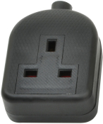 AVSL 13a 1gang Trailing socket | Black | Rubber