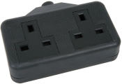 AVSL 13a 2gang Trailing socket | Black | Rubber
