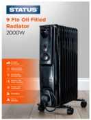 ECD 9-Fin 2000W Portable Oil Filled Radiator Black