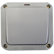 Hamilton - Elemento Grey IP66 1 gang 20AX 2 Way Switch + Neon Grey/Grey