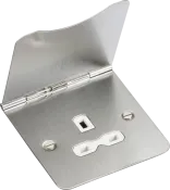 K/Bridge 13A 1G Unswitched Floor Socket - Brushed Chrome with White Insert