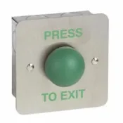 CQR AEB6 Flush Request To Exit Green Dome Button - Legend inchPress To Exitinch - Stainless Steel