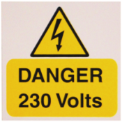 Ind Signs IS1705RP Danger 230V Label Pk5