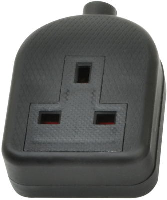 AVSL 13a 1gang Trailing socket | Black | Rubber
