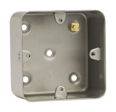 Click 1 Gang 40mm Deep Mounting Box Metal Clad (No Knockouts)