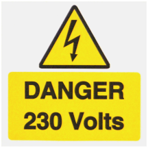 Ind Signs IS1910SA Danger 230V Label Pk10