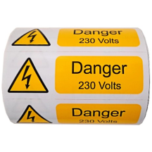 Ind Signs IS20100R Danger 230V Label Pk250