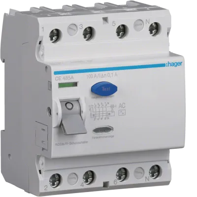 Hager JK11004RL Incomer RCCB 4P100A300mA