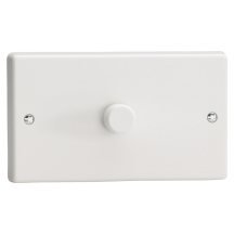 VARILIGHT 1-Gang 2-Way V-Com Push On/Off Rotary LED Dimmer 1 x 40-600W (Twin Plate)
