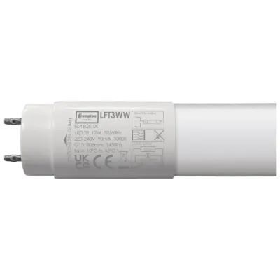 Crompton LED T8 Glass Tube Non-Dimmable 3FT 12W 3000K G13
