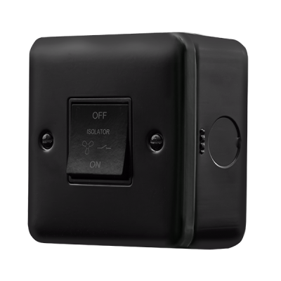 Click MetalClad Pro 10A 3 Pole Fan Isolation Plate Switch Black