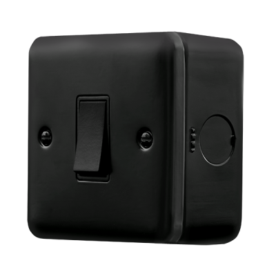 Click MetalClad Pro 10AX 1 Gang Intermediate Plate Switch Black