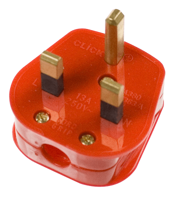 Click Essentials 13A Resilient Non-Standard Plug Top (13A Fused) Bar Grip Red