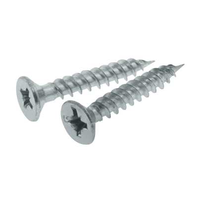 Unicrimp 10 X 1Inch POZI COUNTERSUNK BZP TWIN THREAD WOODSCREWS (PK200)