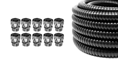 Steel Black PVC Coated 20mm x 10m Contractor Packs & 10 Swivel Glands