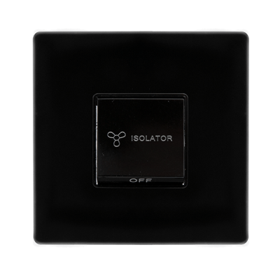 Click Definity 10A 3 Pole Fan Isolation Plate Switch | Metal | Matt Black plate | Black insert