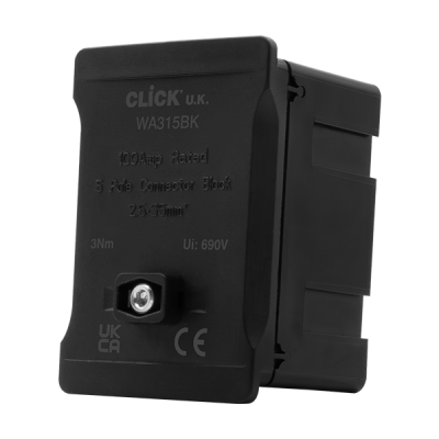 Click 100A 1 Pole 5 x 35mm² Connectable Link Box Black