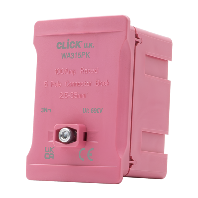Click 100A 1 Pole 5 x 35mm² Connectable Link Box Pink