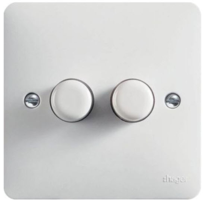 Hager Sollysta 2 Gang Rotary Dimmer Switch Leading Edge
