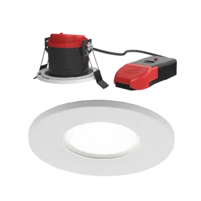 Ansell Prism Pro CCT Fire Rated Downlight Dual Wattage White bezel