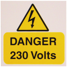 Ind Signs IS1705RP Danger 230V Label Pk5